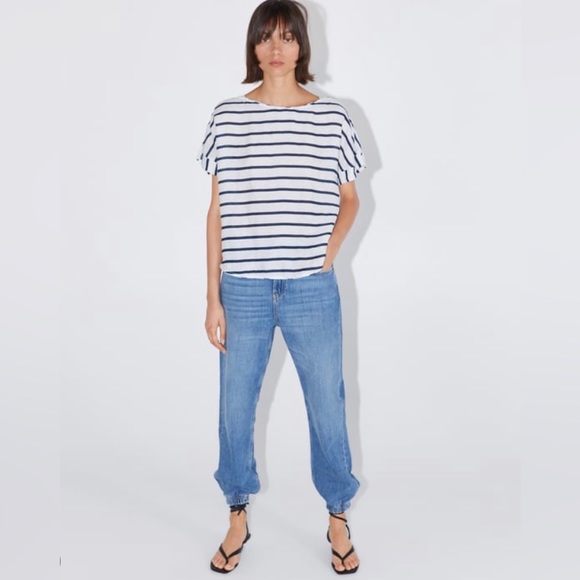 Zara Tops Zara Narrow Striped Linen Top Poshmark